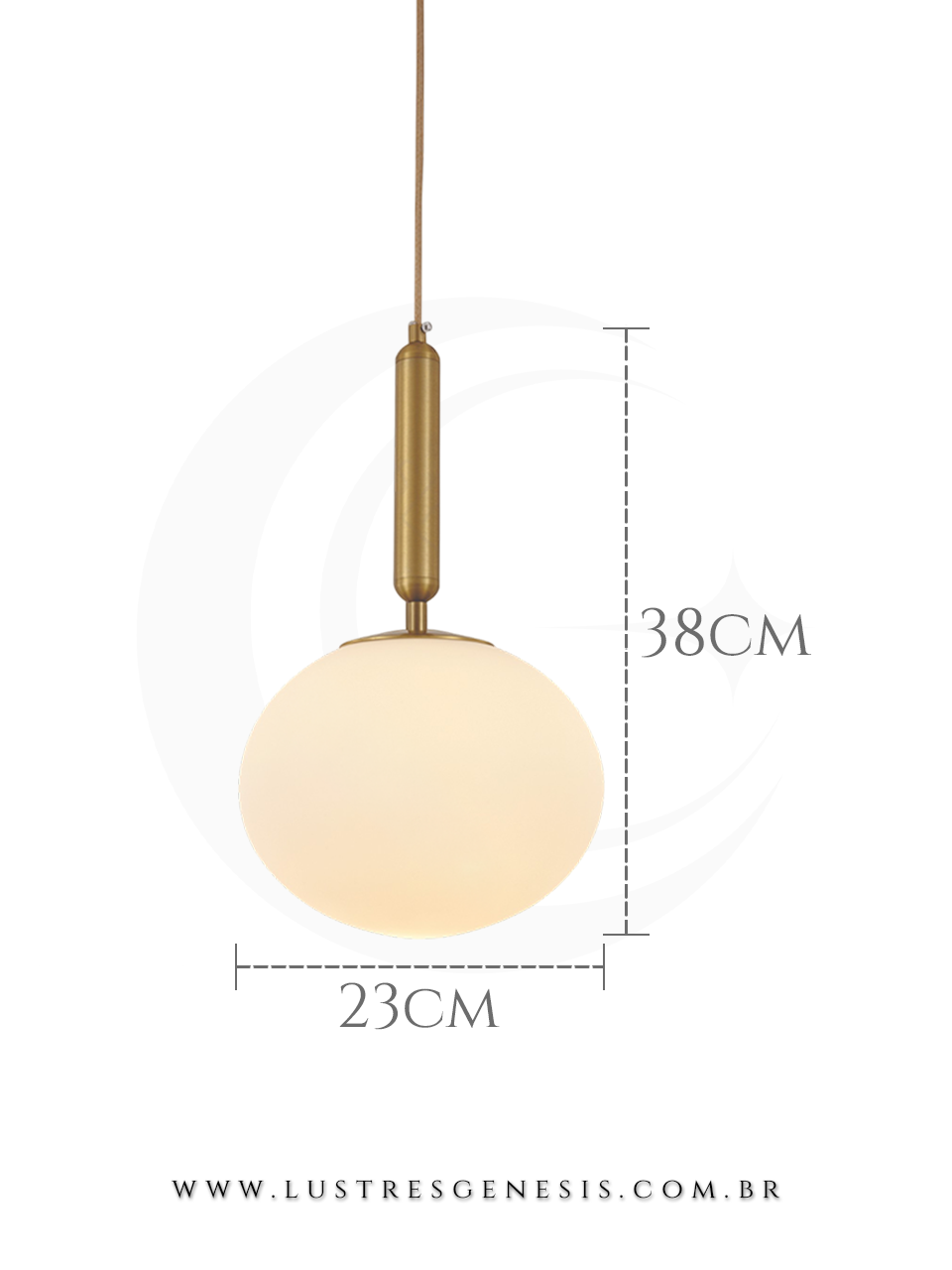 Pendente Metal Bronze e Vidro Branco DCD04029, DCD04030 e DCD04031 Cabeceira de Cama, Lavabo, Balcao de cozinha, Banheiro